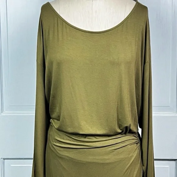 Free People Alyssa Long Sleeve Wrap Dress in Olive size XL - Picture 4 of 13